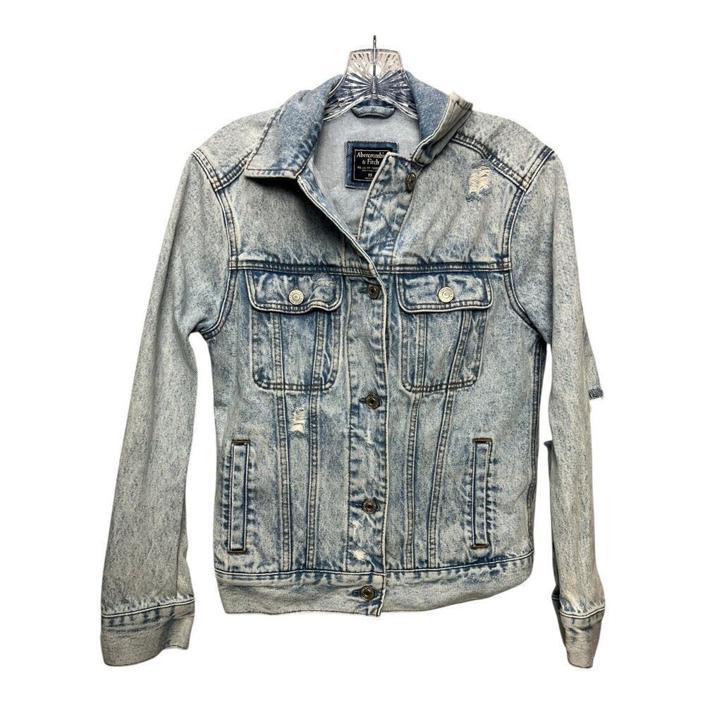 Abercrombie & Fitch Trucker Jacket Women XS Distressed Relaxed Casual Streetwear